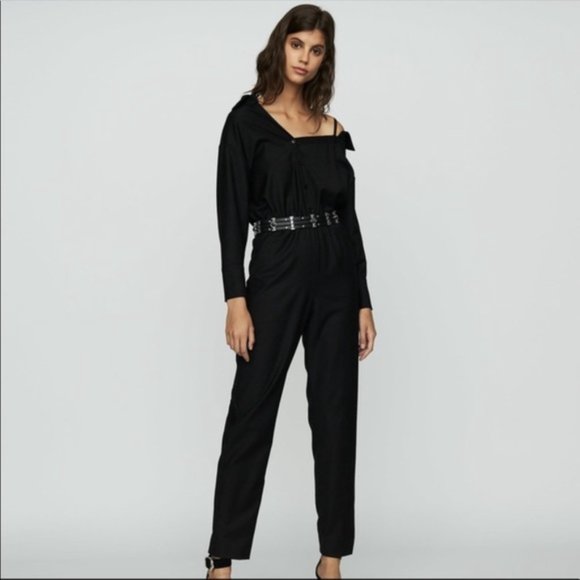 Maje 210 Black Jumpsuit Rompers Cold Shoulder - Picture 1 of 6